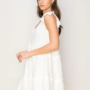 Favlux Flirty White Ruffled Dress